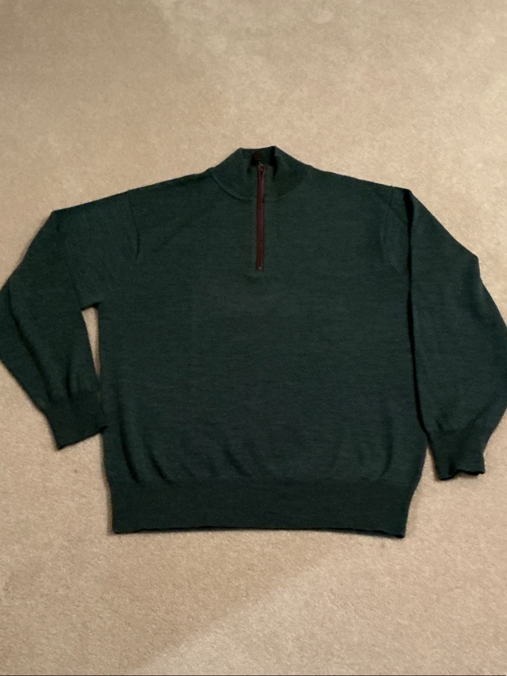 Men’s Orvis Dark Green Half-Zip Sweater with Mock Neck